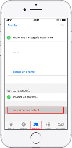 Supprimer un contact sur iPhone