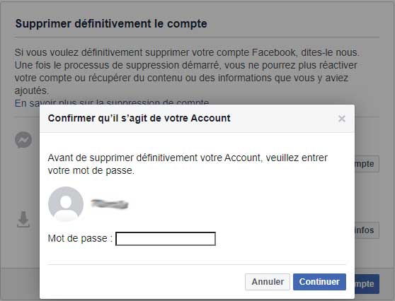 Supprimer définitivement un compte Facebook