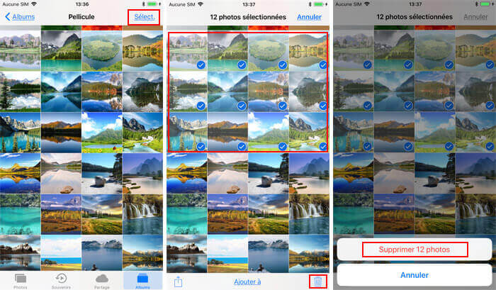 Supprimer les photos sur iPhone