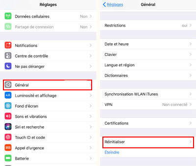Réinitialiser iPhone