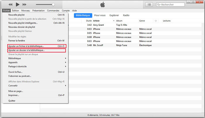 Ajouter la musique sur iTunes