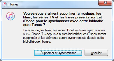 Confirmation de synchroniser la musique