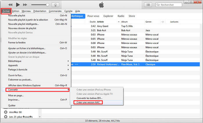 Convertir le format musique en AAC avec iTunes
