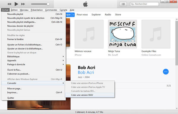 Convertir M4A en WAV sur iTunes