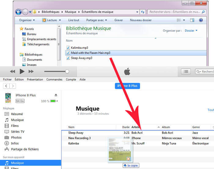 Glisser la musique PC vers iPhone