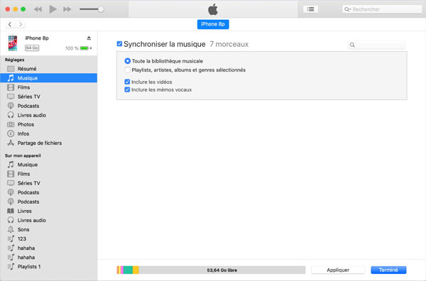 Transférer de la musique Mac vers iPhone par iTunes