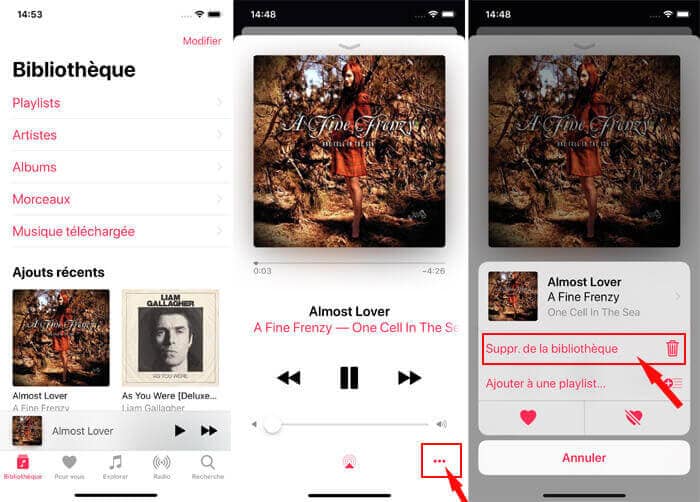 Supprimer de la musique iTunes sur iPhone