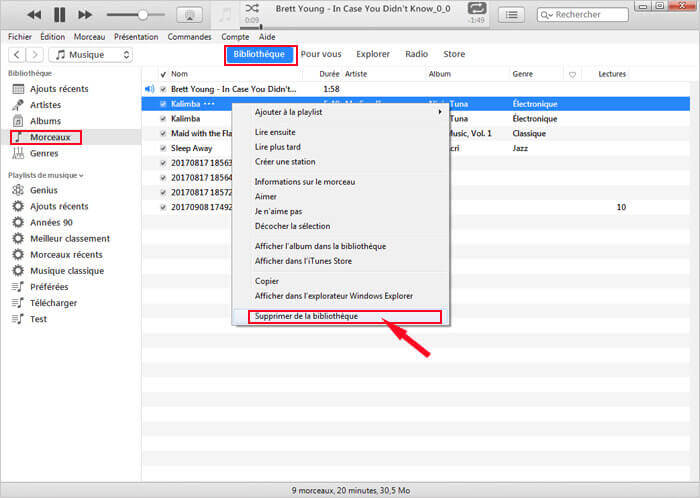 Supprimer de la musique sur iTunes