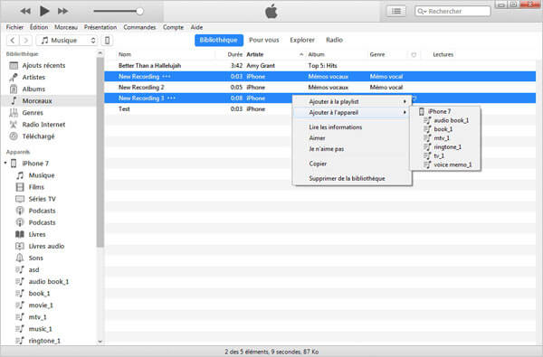 Transférer des musiques iTunes vers iPhone