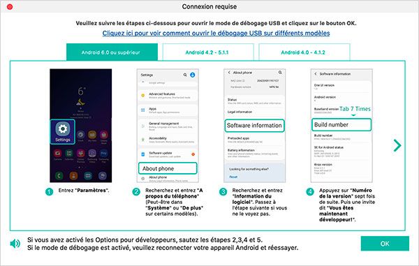 Activer le mode de débogage USB