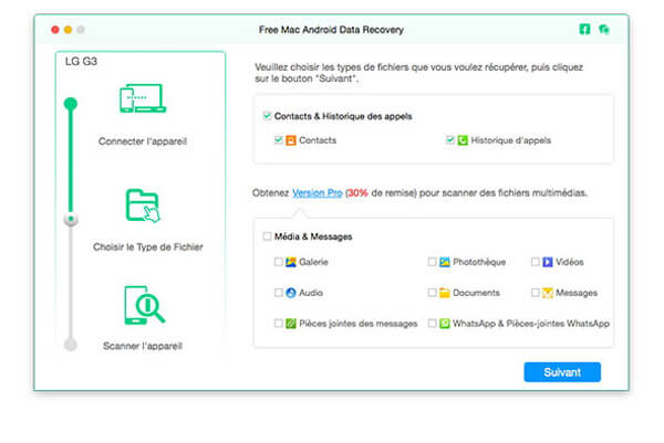 Sélectionner les fichiers Android à scanner