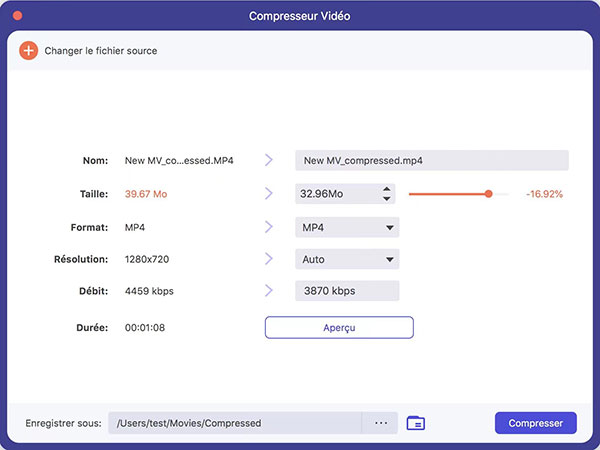 Compresser une vidéo sur Mac