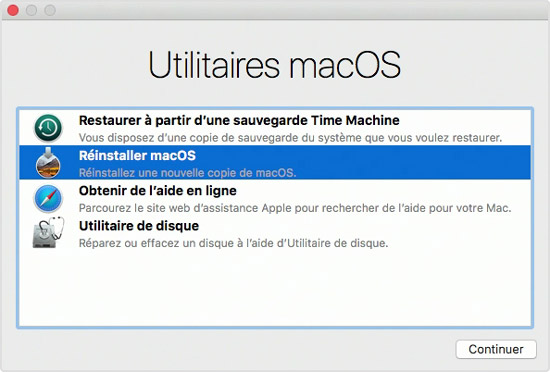 Faire entrer Mac en mode de récupération