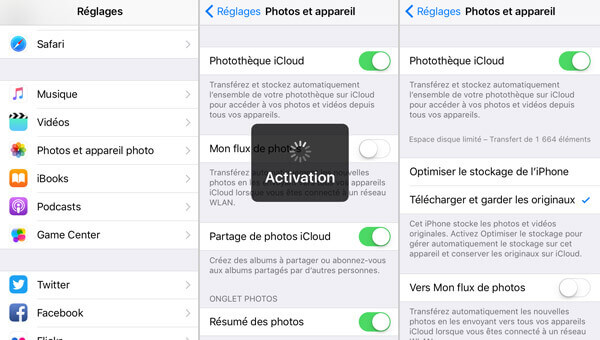 Activer la photothèque iCloud