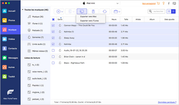 Exporter les fichiers multimedia