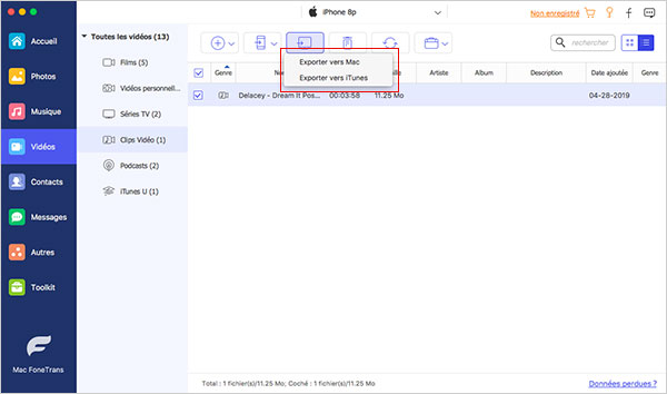 Transférer la vidéo iPhone vers Mac