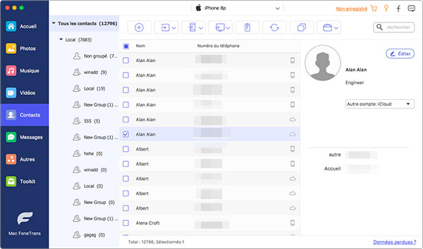 Transférer les contacts depuis iPhone vers Mac