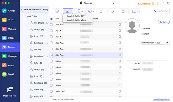 Transférer des contacts Mac vers iPhone