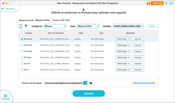 Télécharger le firmware