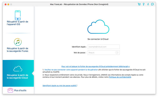 Récupérer depuis la sauvegarde iCloud