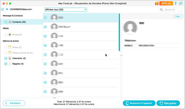 Liste des fichiers iCloud