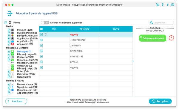 Récupérer des SMS depuis iPhone sur Mac