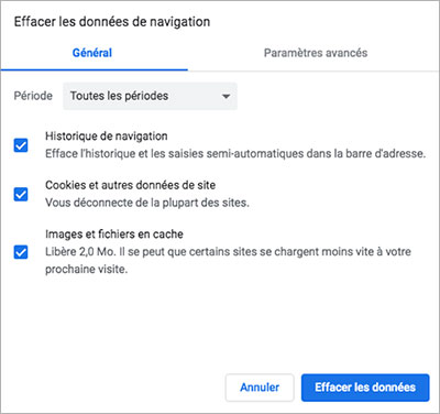 Vider le cache de Google Chrome