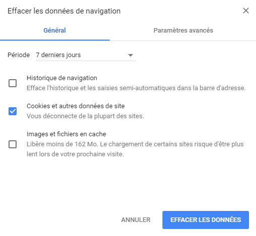 Supprimer des cookies de Google Chrome sur Mac