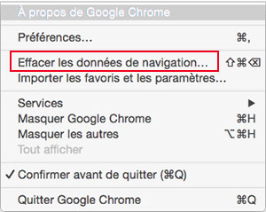 Sélectionnez Effacer les données de navigation