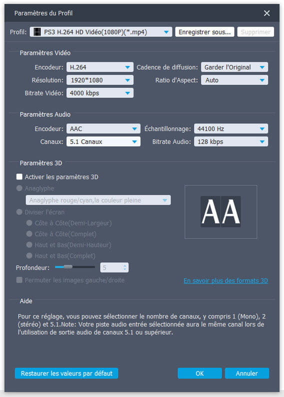 Modifier 5.1 Canaux