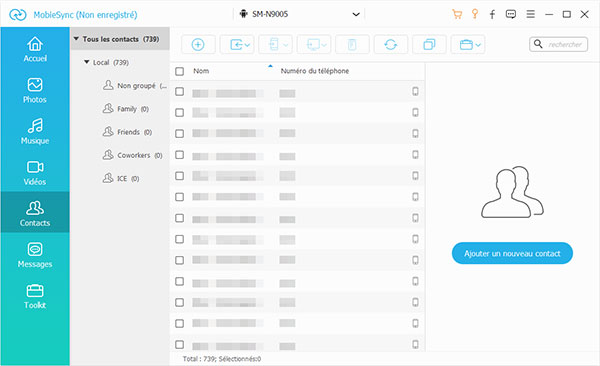 Scanner les contacts de Samsung