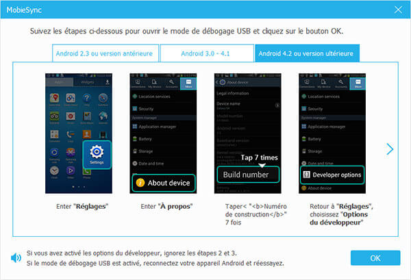 Activer le débogage USB