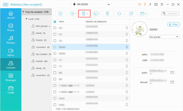 Transfert des contacts depuis Samsung vers l'autre téléphone