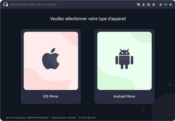 Interface de Phone Mirror