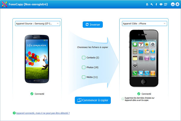 Commencer la migration des contacts Android vers iPhone