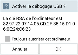 Activer le débogage USB