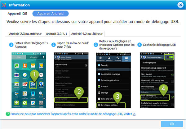 Activer le mode débogage USB pour Android 4.2