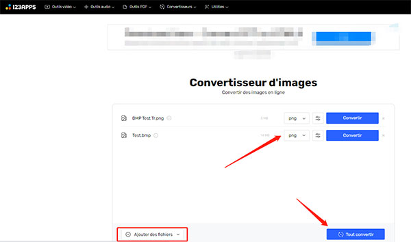 Convertir BMP en PNG avec 123APPS