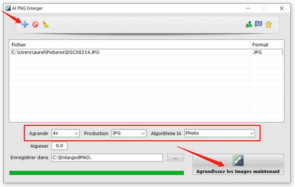Agrandir une photo avec AI PNG Enlarger