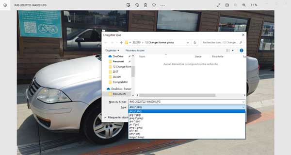 Changer le format d'une photo avec l'application Photos de Windows 11 et 10