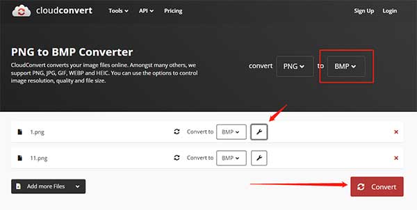 Convertir PNG en BMP Cloudconvert