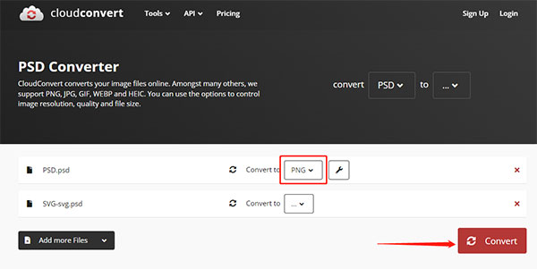 Cloudconvert PSD Converter en PNG