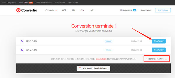 Conversion DDS en PNG terminée