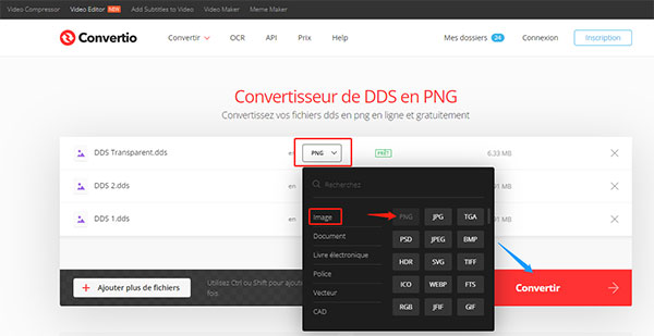 Convertio Convertisseur DDS en PNG