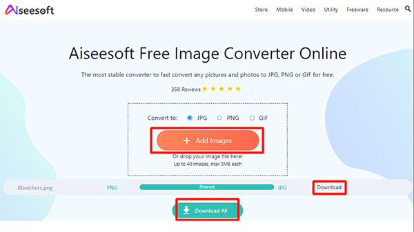 Convertir PNG en JPG avec Aiseesoft Free Image Converter Online