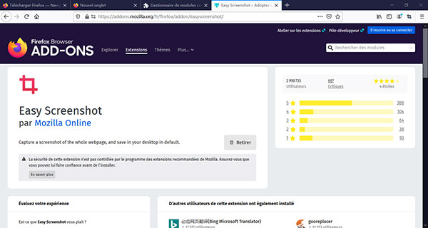 Faire une capture d'écran sur Mozilla Firefox avec Easy Screenshot