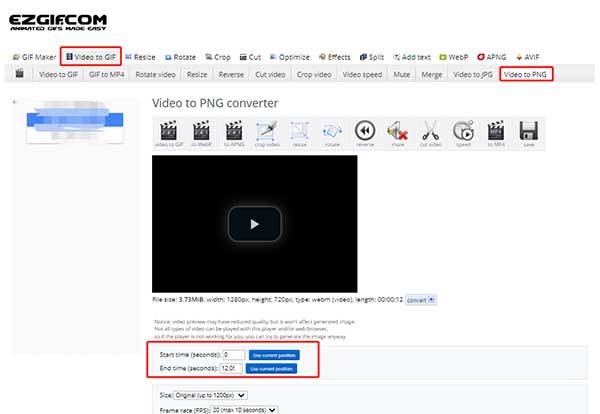 EZGIF Video to PNG Converter