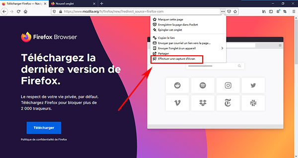 Effectuer une capture d’écran sur Mozilla Firefox
