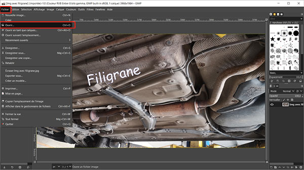 Ouvrir l'image de filigrane dans GIMP