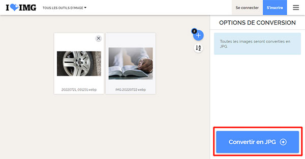 Convertir les images en JPG avec iLoveIMG
